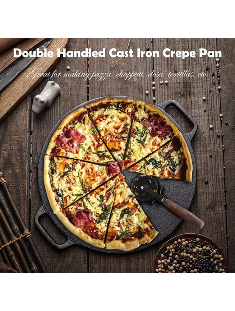 Cast Iron Dosa Tawa Pan DESIGNSCAPE3D Cast Iron Dosa Pan Tawa Pan for Roti Indian Double Handled Crepe Pan for Crepes and Frozen Pizza Dosa Pan-11 - BH066L1KQ