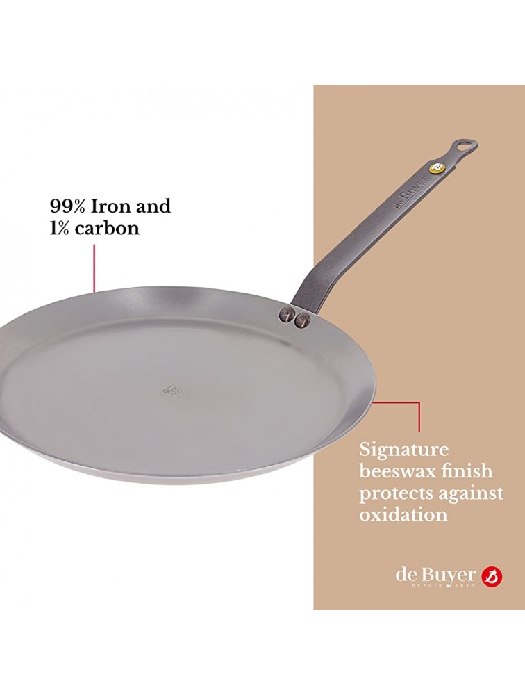 de Buyer Mineral B Crepe & Tortilla Pan Nonstick Frying and Pancake Pan Carbon and Stainless Steel Induction-ready 12 - BWYURBE1N