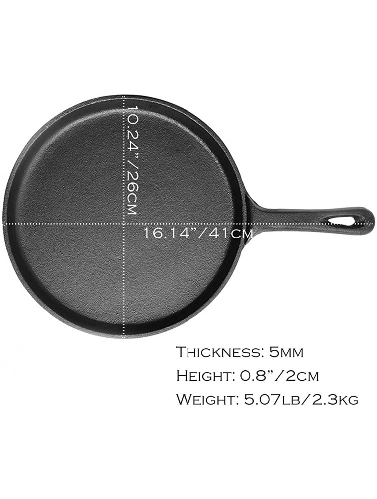 DESIGNSCAPE3D Cast Iron Pizza Crepe Pan 10-Inch Cast Iron Roti Tawa for Dosa Tortillas Comal for Tortillas Flat Skillet for Oven Stovetop Fire 1 Pack - B6CC5Q41U