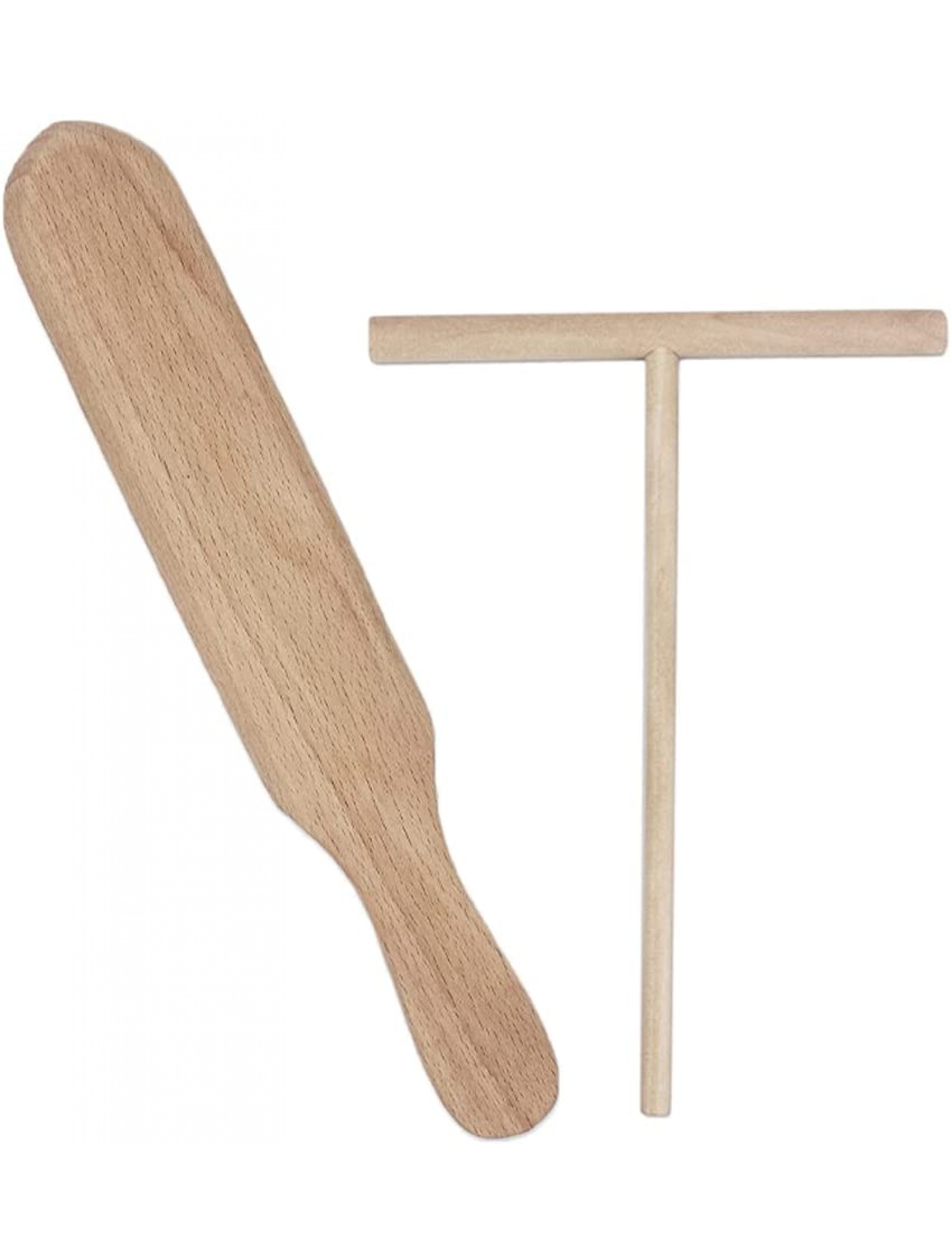 LIRITEDB Crepe Spreader and Spatula Kit 2 Piece Set 5” Spreader and 10” Spatula Spreaders Set ,Convenient Sizes to Fit Any Crepe Pan Maker | All Natural Beechwood T-Shape - BXYBDCSN2