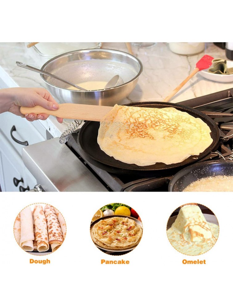 Luxshiny 5pcs Wood Crepe Spreader And Spatula Set Crepe Pan Maker T- Shape Crepe Spreader for Breakfast Pancakes - BHQFNNQRY