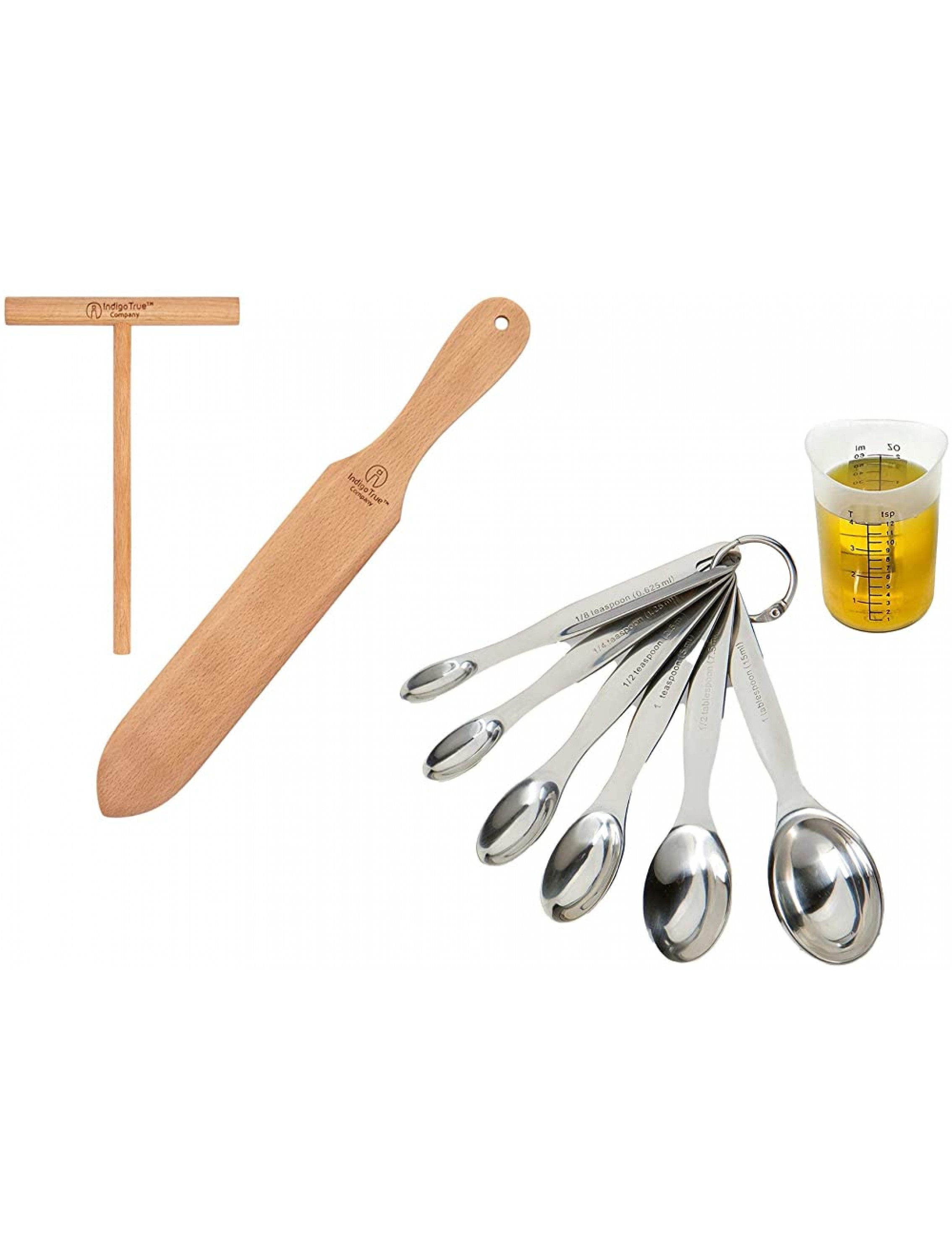 ORIGINAL Crepe Spreader and Spatula Kit 7in with Stainless Steel Measuring Spoons - BUH2SDF3I