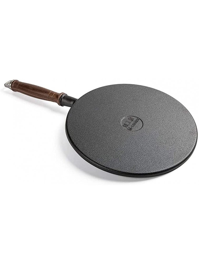 Professional Crepe and Pancake Omelet Pizza Pan Cast Iron Pancake Crepes Frying Pan Pre-Seasoned with Walnut Handle for Steak Pizza Suitable for All Hobs Including Induction Color : Black - B6QUH4FOG