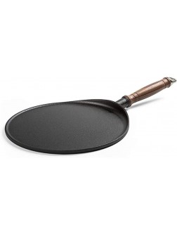 Professional Crepe and Pancake Omelet Pizza Pan Cast Iron Pancake Crepes Frying Pan Pre-Seasoned with Walnut Handle for Steak Pizza Suitable for All Hobs Including Induction Color : Black - B6QUH4FOG