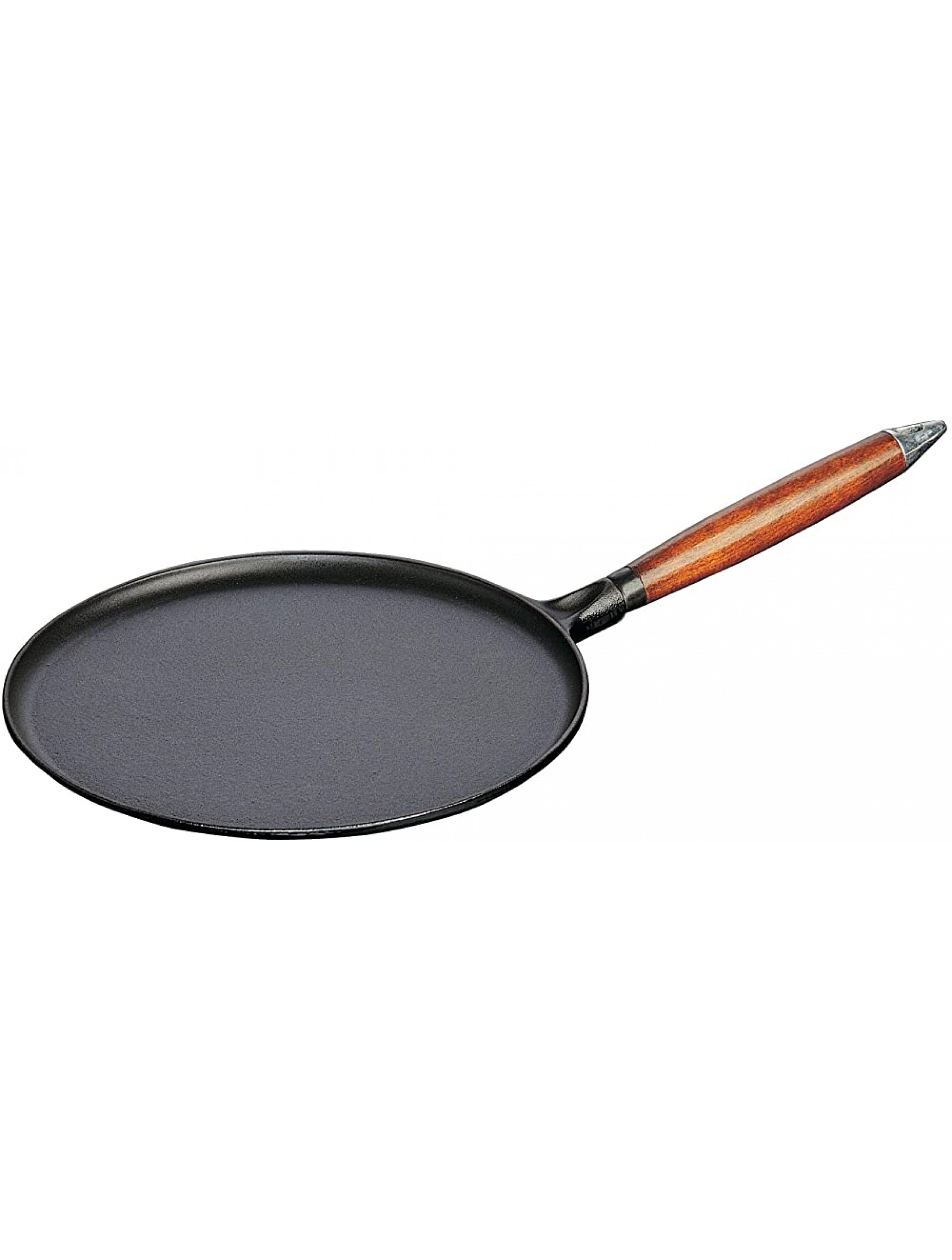 Staub Cast Iron 11-inch Crepe Pan with Spreader & Spatula Matte Black Made in France - B9X60Q3XV