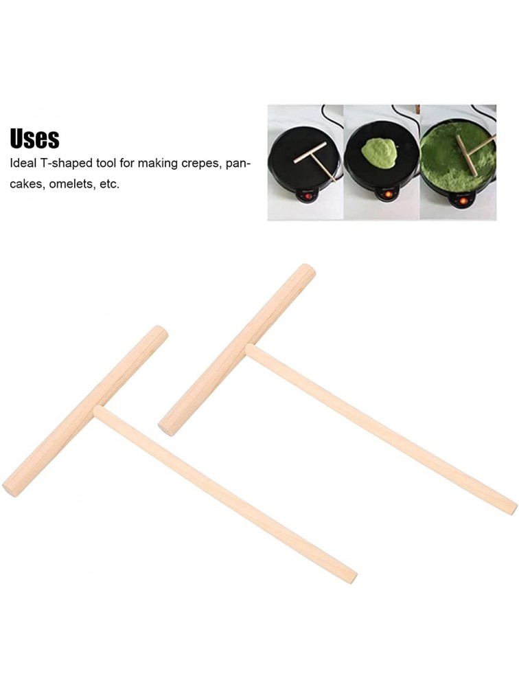 Wooden Crepe Spreader T‑Shaped Crepe Spreader Practical and Convenient with 2 Pcs for Making Crepes Pancakes Omelets for Family - BSWX266W4