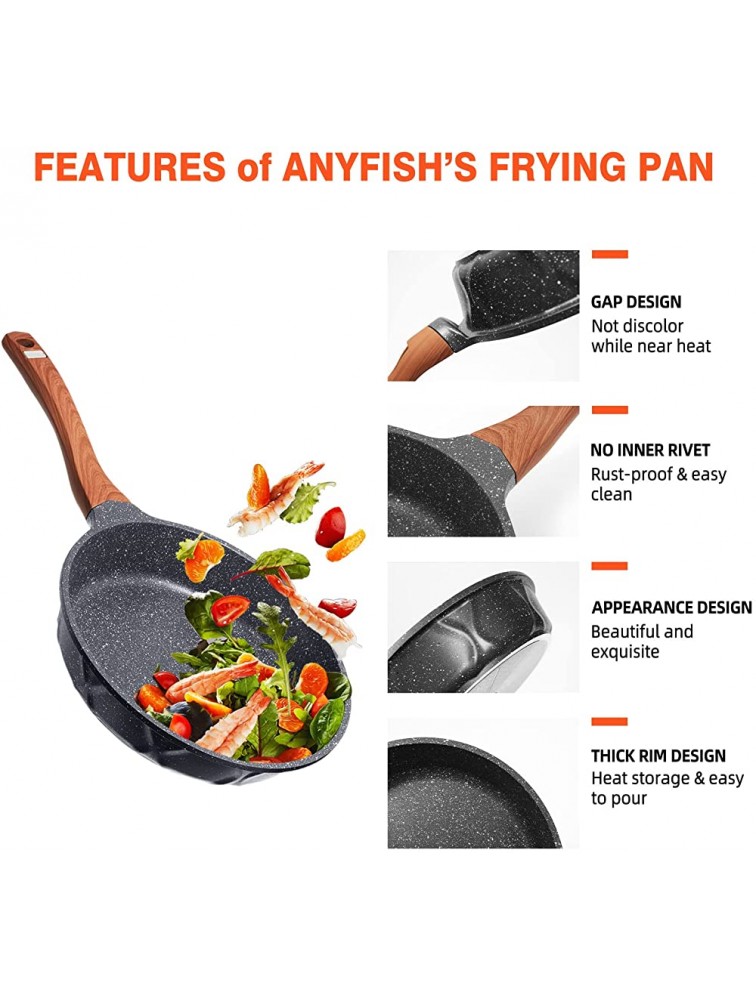 Anyfish 11 Inch Frying Pan with Lid Nonstick Induction Skillet Small Omelette Pan - B2H4SLCAU