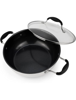 AVACRAFT 9 Inch Nonstick Everyday Pan Ceramic Multiclad Stainless Steel 100% PTFE PFOA Toxins Free Ceramic Chef’s Pan with Glass Lid Always Pan in Pots and Pans 9 Inch Non-Stick Everyday Pan - B2SF04BKR