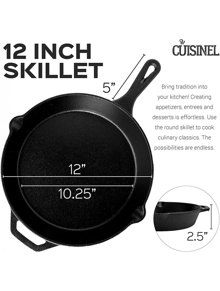 Cast Iron Skillet 12-Inch Frying Pan with Assist Handle and Pour Spots + Silicone Grip Cover Pre-Seasoned Oven Safe Cookware Indoor Outdoor Use Grill Stovetop Induction and Firepit Safe - B4DK5RTG4