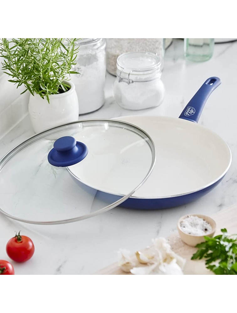 GreenLife Soft Grip Healthy Ceramic Nonstick 12 Frying Pan Skillet with Lid PFAS-Free Dishwasher Safe Blue - BDHPLJV94