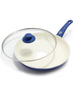 GreenLife Soft Grip Healthy Ceramic Nonstick 12" Frying Pan Skillet with Lid PFAS-Free Dishwasher Safe Blue - BDHPLJV94
