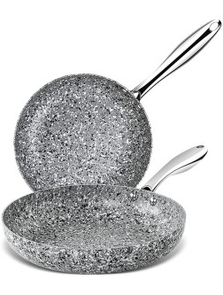 MICHELANGELO Nonstick Frying Pan Set 8 & 10 Granite Frying Pan Set with 100% APEO & PFOA-Free Stone Non Stick Coating Granite Skillet Set Nonstick Frying Pans 2 Piece 8"+10" - BIFDNHDPX