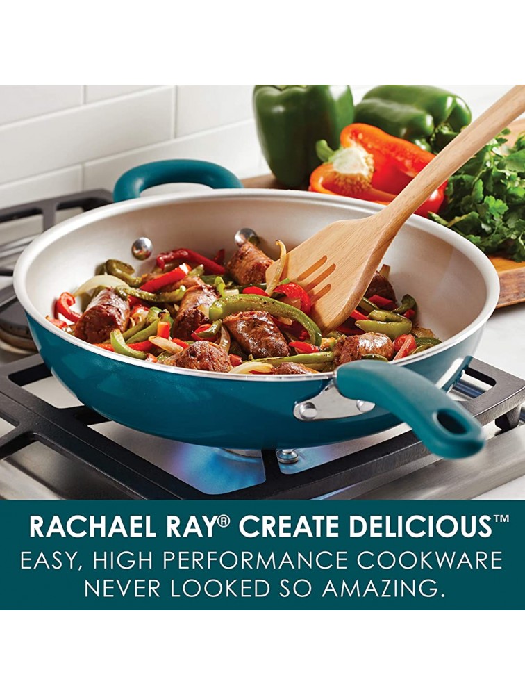 Rachael Ray Create Delicious Deep Nonstick Frying Pan Fry Pan Skillet 12.5 Inch Blue - B0X7N41C0