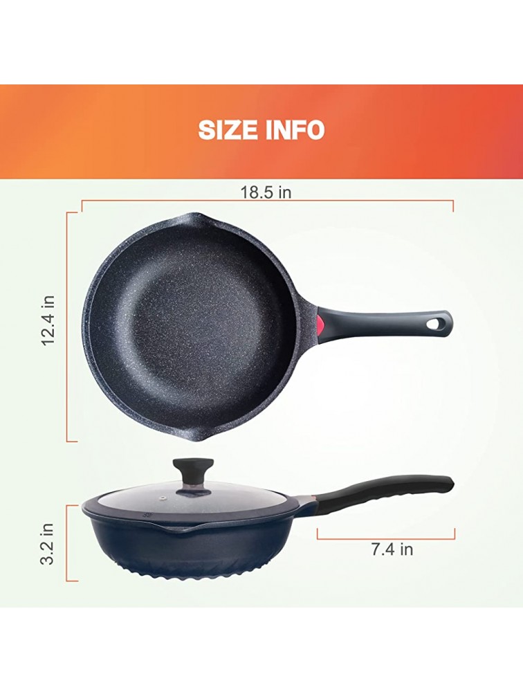 Vinchef Nonstick Skillet with Lid 11In 5Qt Aluminum Deep Frying Pan with Lid and Heat Indicator Anti Scratch and Anti Stain Deep Saute Pan Induction Compatible - BY5AYN45U
