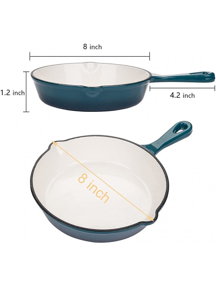 Yarlung 8 Inch Enameled Cast Iron Skillet Nonstick Frying Pan Saucepan Round Cookware Teal Ombre - BBU1O3PDS