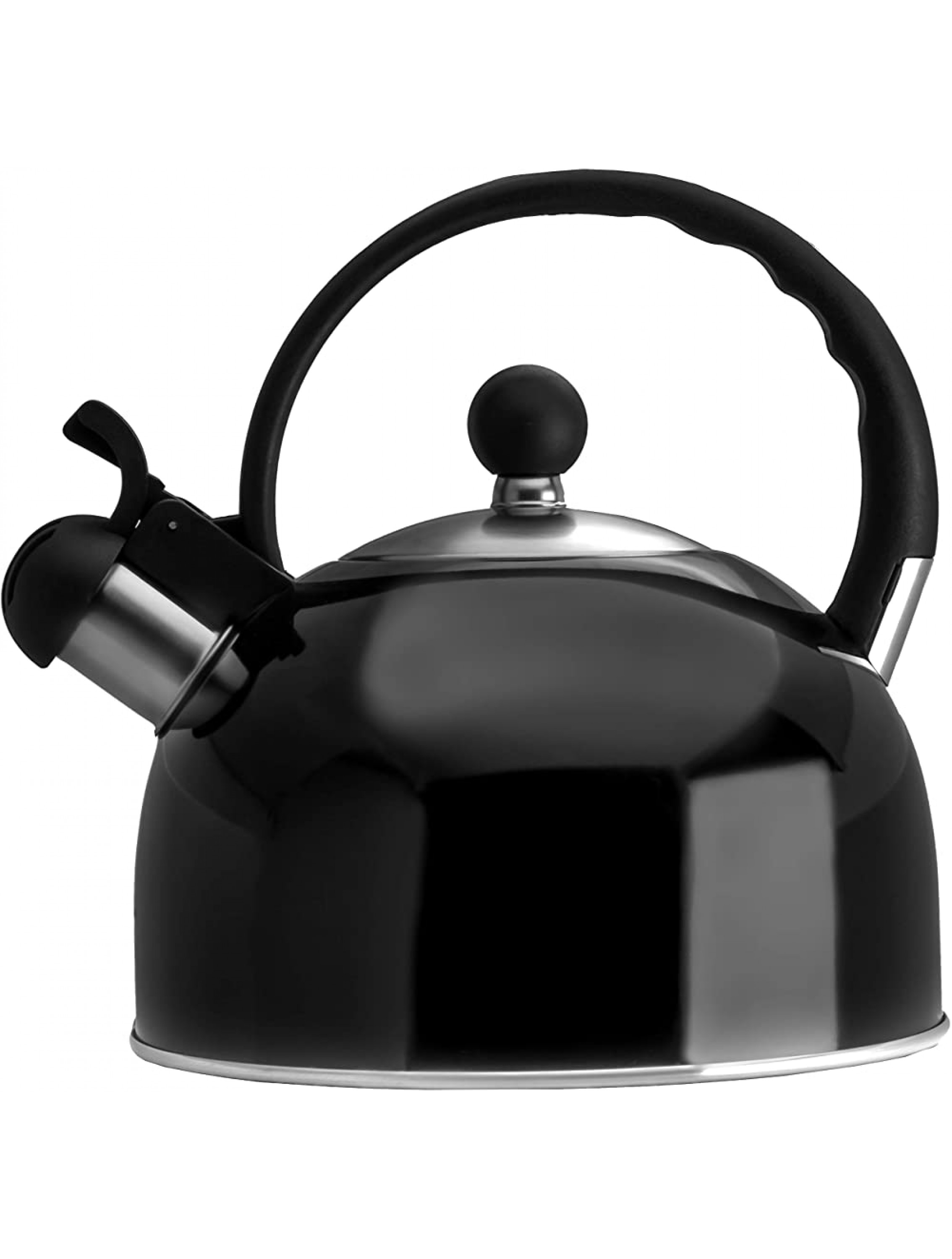 2.5 Liter Whistling Tea Kettle Modern Stainless Steel Whistling Tea Pot for Stovetop with Cool Grip Ergonomic Handle Black - BYIC0UJ5K