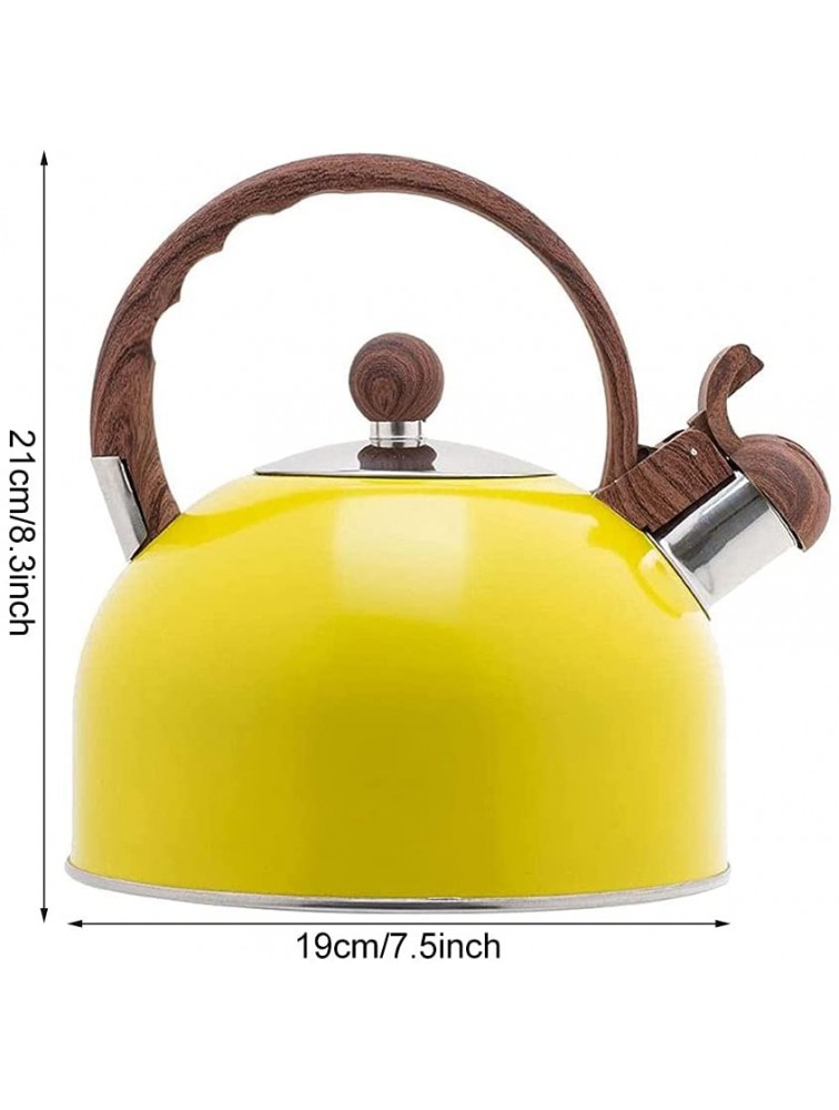 2.5L Stainless Steel Whistling Kettle Tea Pot For Stove Top with Wood Grain Handle Yellow - BXGJQ4JBK