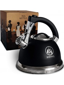 BARVIVO Premium Whistling Tea Kettle Perfect for Preparing Hot Water Fast for Coffee or a Pot of Tea Large 3 Quart Stainless Steel Water Boiler Suitable for any Stovetop Type and all Heat Sources - BLYCUPGDX