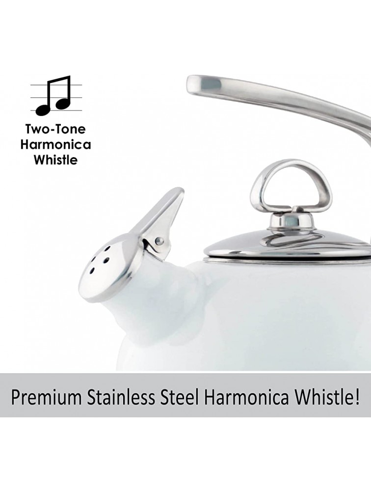 Chantal Tea Kettle Classic Harmonica Whistling Teakettle 1.8 quart White - B01QBRRY9