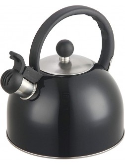 DFL 2 Liter Stainless Steel Whistling Tea Kettle Modern Stainless Steel Whistling Tea Pot for Stovetop with Cool Grip Ergonomic Handle 2L Black - BT90TA2PM