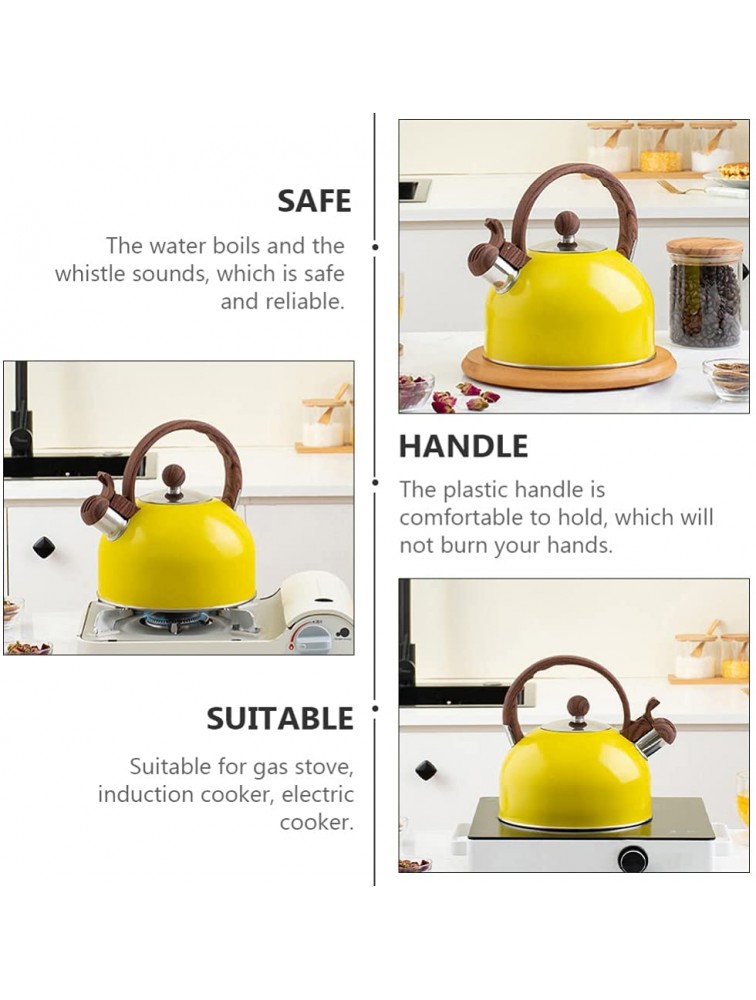 DOITOOL Whistling Tea Kettle Modern Stainless Steel Whistling Teapot Water Kettle with Handle Loud Whistle 2. 5L Yellow - BBKLVXOLO
