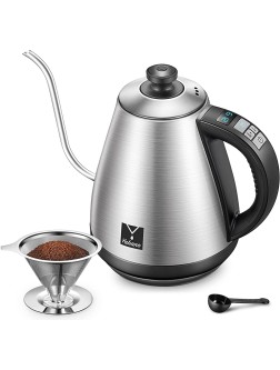 Electric Gooseneck Kettle Variable Temperature Pour Over Cofee Maker Tea Kettle with Coffee Dripper Stainless Steel Water Kettle with Stainless Steel Inner 1000W Quick Boiling 1.0L Keep Warm - BOYJNB7U5