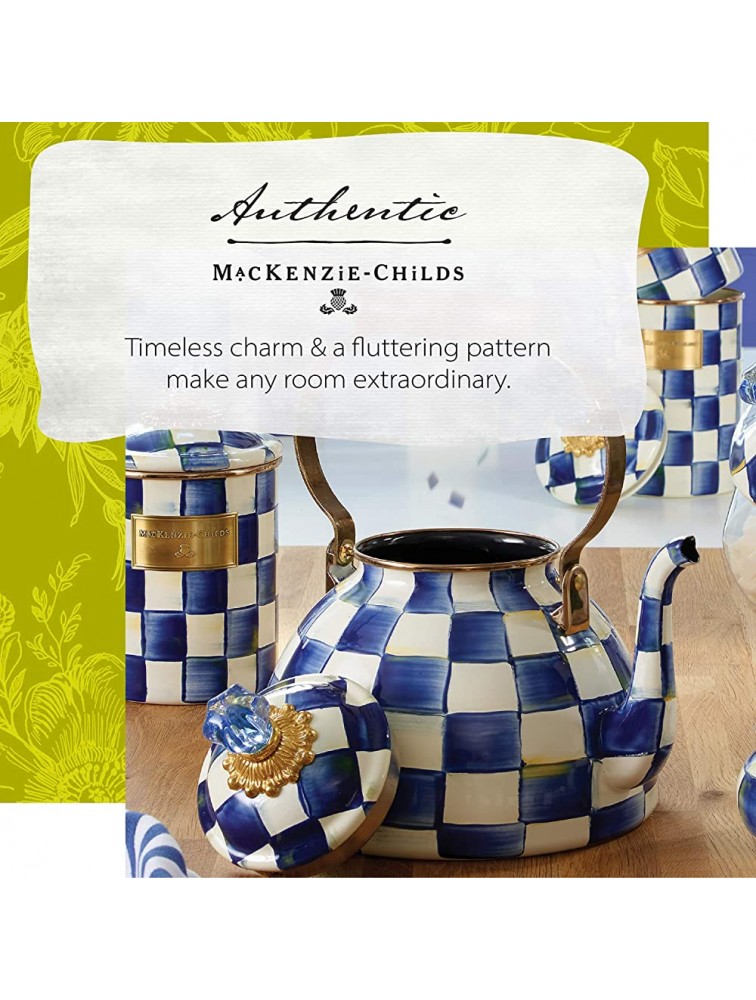 MacKenzie-Childs Royal Check Enamel Tea Kettle Decorative Teapot 3-Quart Kettle - BOAQ8KTJ3