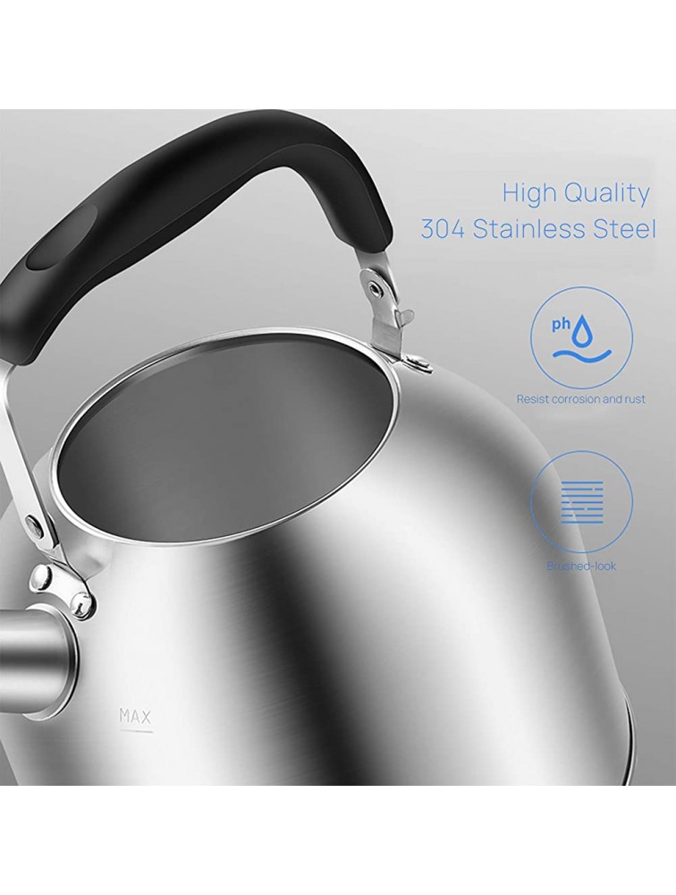 MAXCOOK 4.2 Quart 4L Stainless Steel Whistling Tea Kettle,Brushed Satin Suitable to Boiling Water & Tea on Induction Stove Gas Stove Top - BSJ0J9FAW