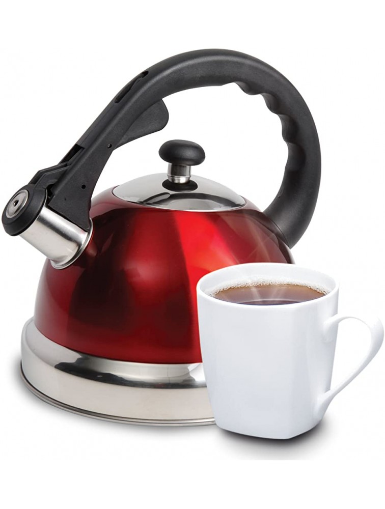 Mr Coffee Claredale Stainless Steel Whistling Tea Kettle 2.2 Quarts Red - BOX2K5L22
