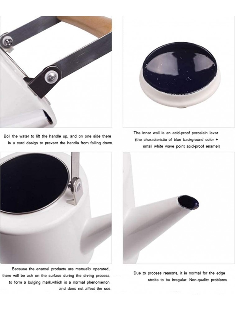 SEN-qiaolu Enamel Kettle Enamel on Steel Tea Kettle 2.4L Maximum Safe Capacity Cylindrical Shape with Wood Handle Color : White - BOGXYZ3I3