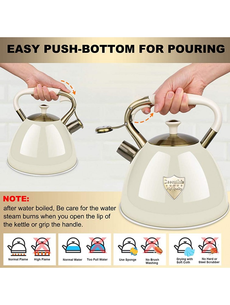 Tea Kettle Stove Top 3.17Quart Modern Whistling Tea Kettle-Surgical 5 Layer Stainless Steel Teakettle Teapot with Cool Touch Ergonomic Handle Teapot Pot For Stove Top - BG2LPE470