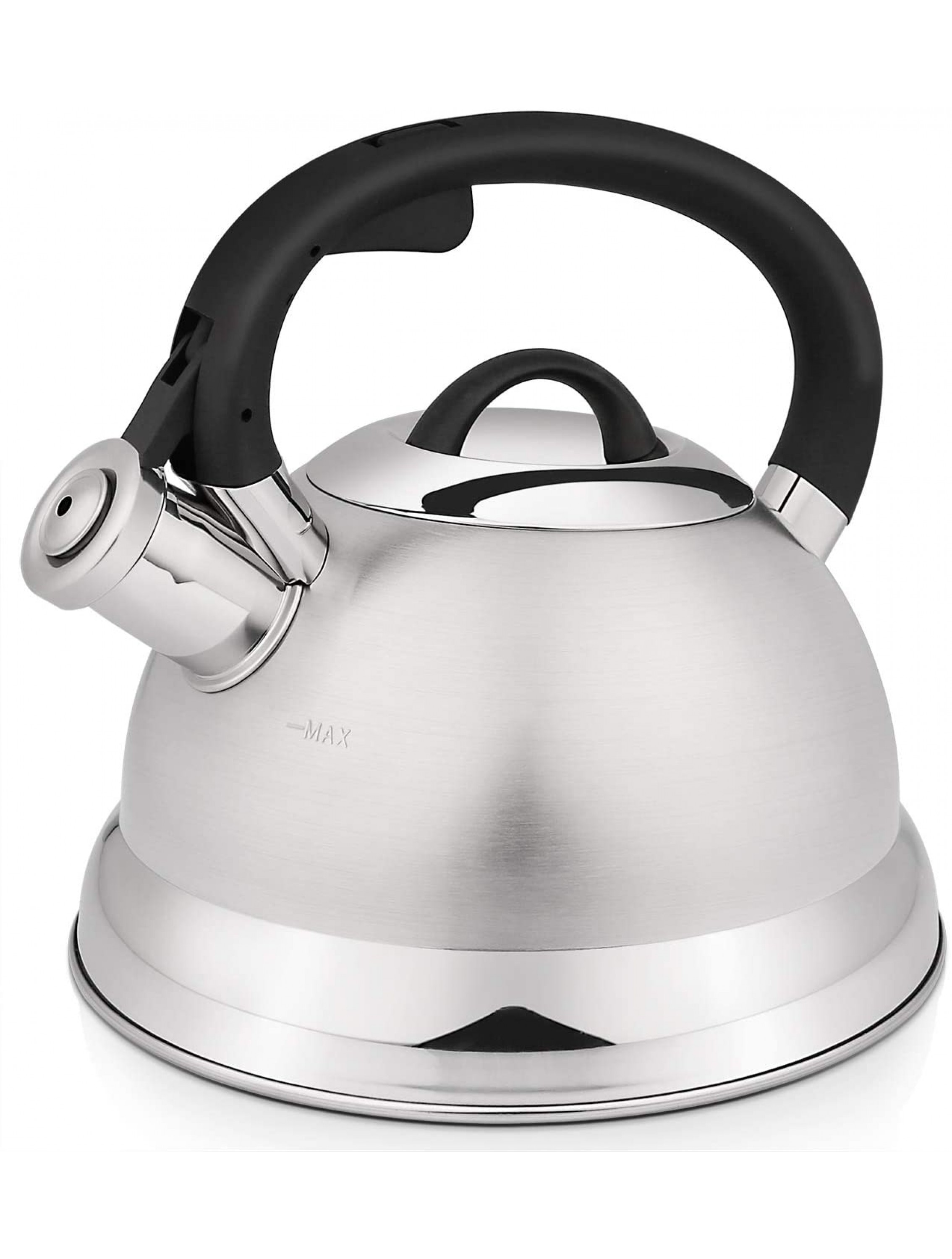 VICALINA Tea Kettle 2.4 Quart Whistling Tea Kettle for Stove top Stainless Steel Teapot with One-Touch Switch Button,Metallic Polishing-Silver - BKXDAIXAB
