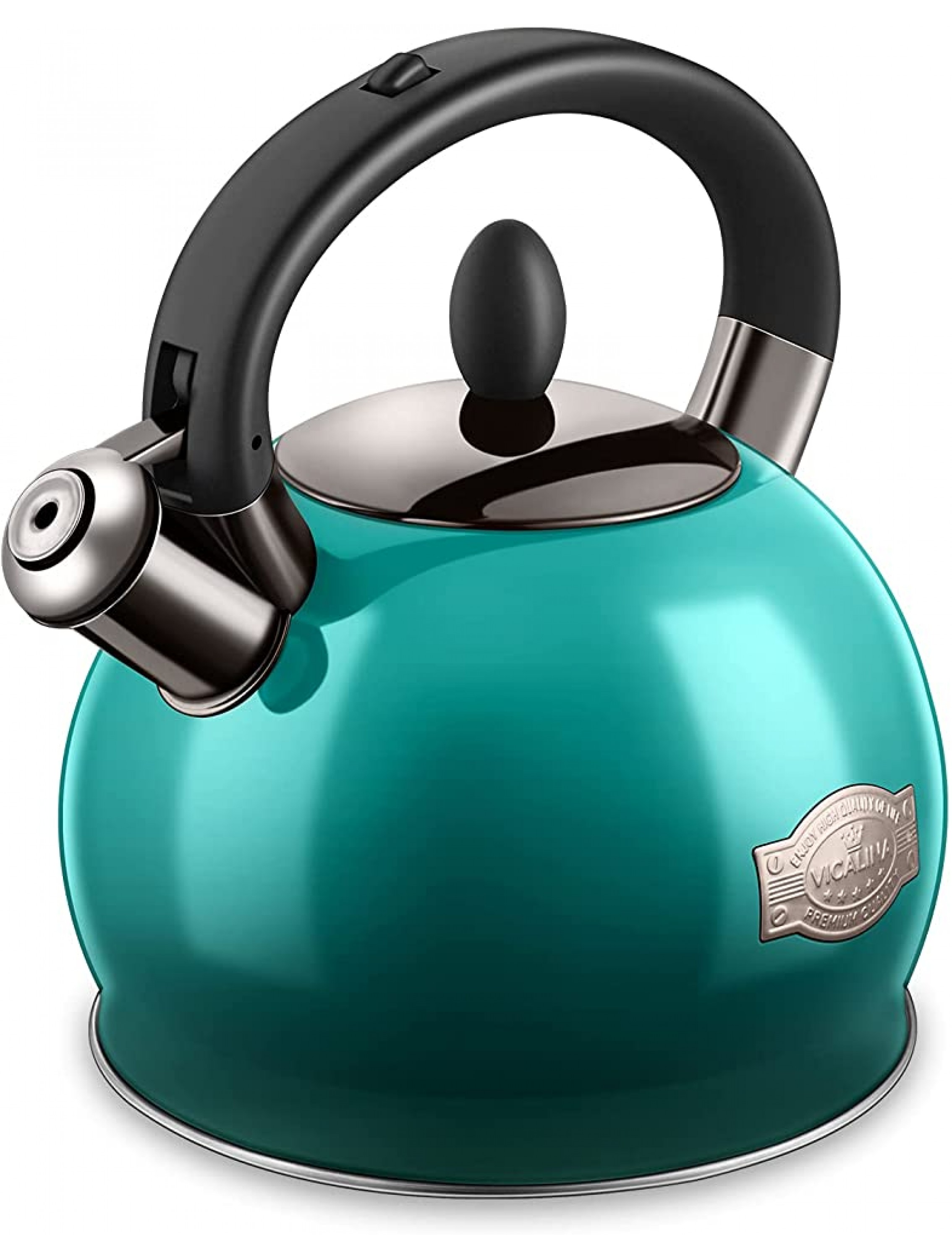 VICALINA Tea Kettle & Tea Pot Stainless Steel Tea Kettle for Stove top 2.64 Quart Whistling Loud Tea Kettles Polished Gradient Green Blue - B43WC7B6Y