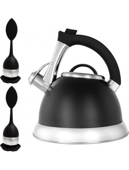 Whistling Tea Kettle with iCool Handle Surgical Stainless Steel Teapot for ALL Stovetops 2 FREE Infusers Included 3 Quart by Pykal - BMEDRDQPZ