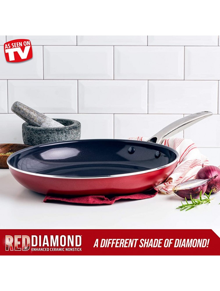 Blue Diamond Cookware Diamond Infused Ceramic Nonstick 12 Frying Pan Skillet PFAS-Free Dishwasher Safe Oven Safe Red - BMTL7P04O