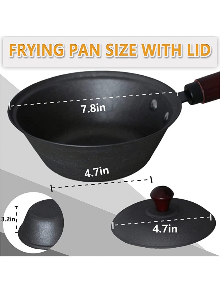 Cast Iron Sauce Pan Small Non-Stick Pot with Lid Cookware for Fry Saute Grilling Works on Induction Electric Gas Stove Top Heat Resistant Handle - BVMINE5KT