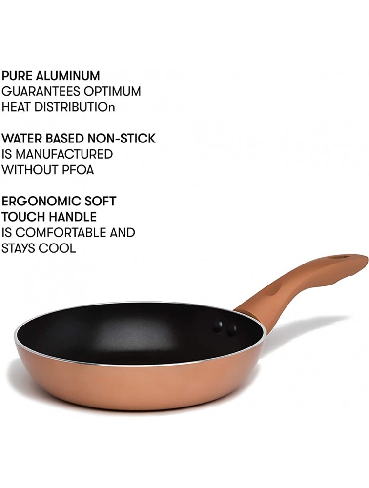 Cooking Light Cookware Dishwasher Safe Scratch Resistant with Easy Food Release Interior Cool Touch Handle and Even Heating Base 9.5in Fry Pan Copper - BG8V3RW2G