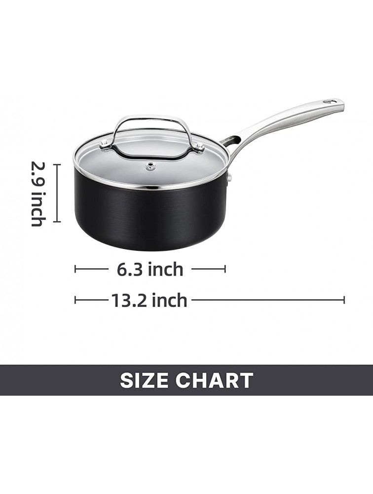 EPPMO Nonstick Saucepan with Lid Durable Hard-Anodized Saucepan for Home Kitchen Dishwasher & Oven Safe 1.5 Quart - B4BF5EEKF