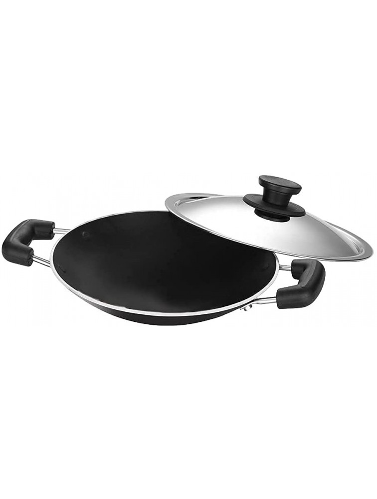Pigeon Nonstick Frying Pan 8 Skillet With 2 Side Bakelite Handle Stainless Steel Lid Residue Free Appachetty Breakfast Appam Pan Patra Perfect for omelettes stir fry veggies and more - B1CKYATUT