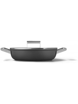 Smeg Cookware 11-Inch Black Deep Pan with Lid - BIKKK55HD