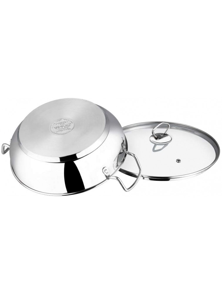 Vinod Cookware Induction Friendly Kadai With Lid Silver 3.4 Litres Stainless Steel IKD 24 - B4PL7FPR0