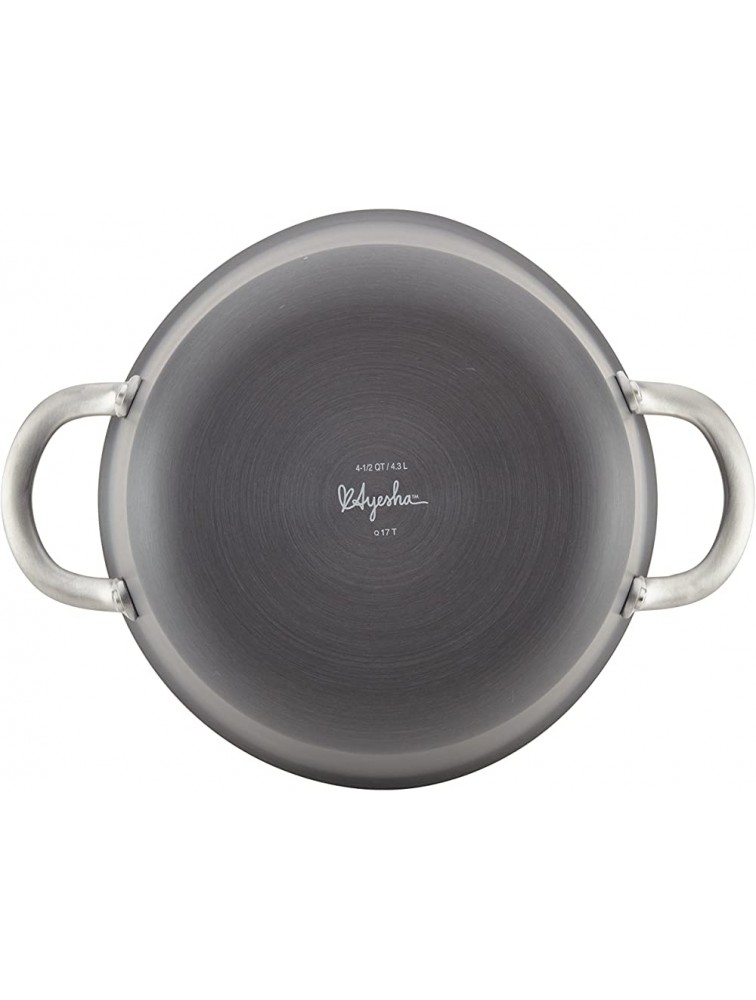 Ayesha Curry Home Collection Hard Anodized Nonstick Sauce Pan Saucepan with Lid 4.5 Quart Charcoal Gray - BASPU8JQ3