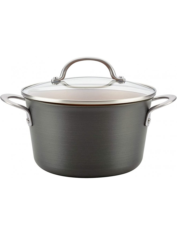 Ayesha Curry Home Collection Hard Anodized Nonstick Sauce Pan Saucepan with Lid 4.5 Quart Charcoal Gray - BASPU8JQ3