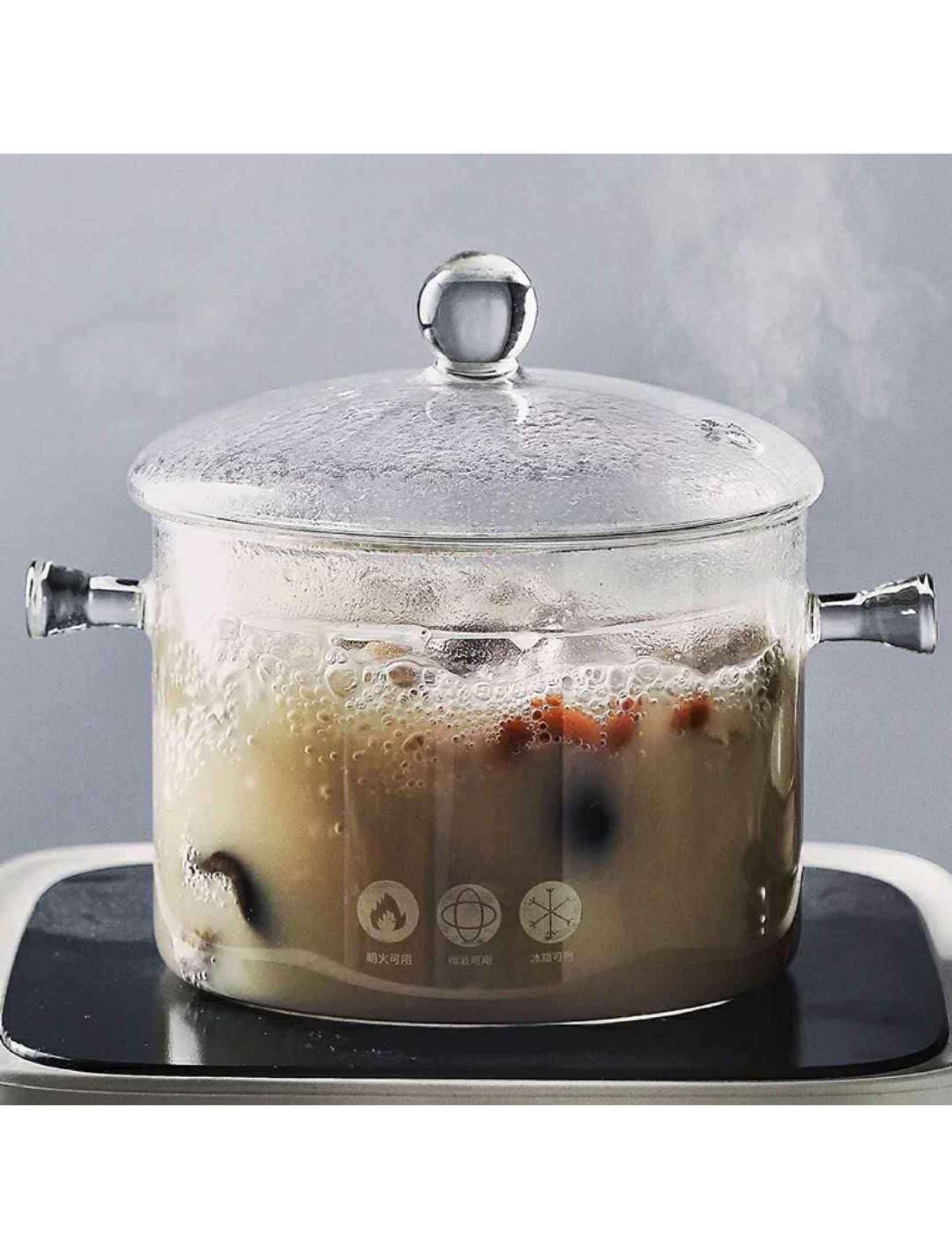 Baker's Basics Saucepans Glass Pot Casserole Baking Oven Blooming Heat-resistant Glass Cooking Pot Covered Saucepan with Lid Pasta Pot Cookware-1.1quart 1L Clear - BKABSGIY5
