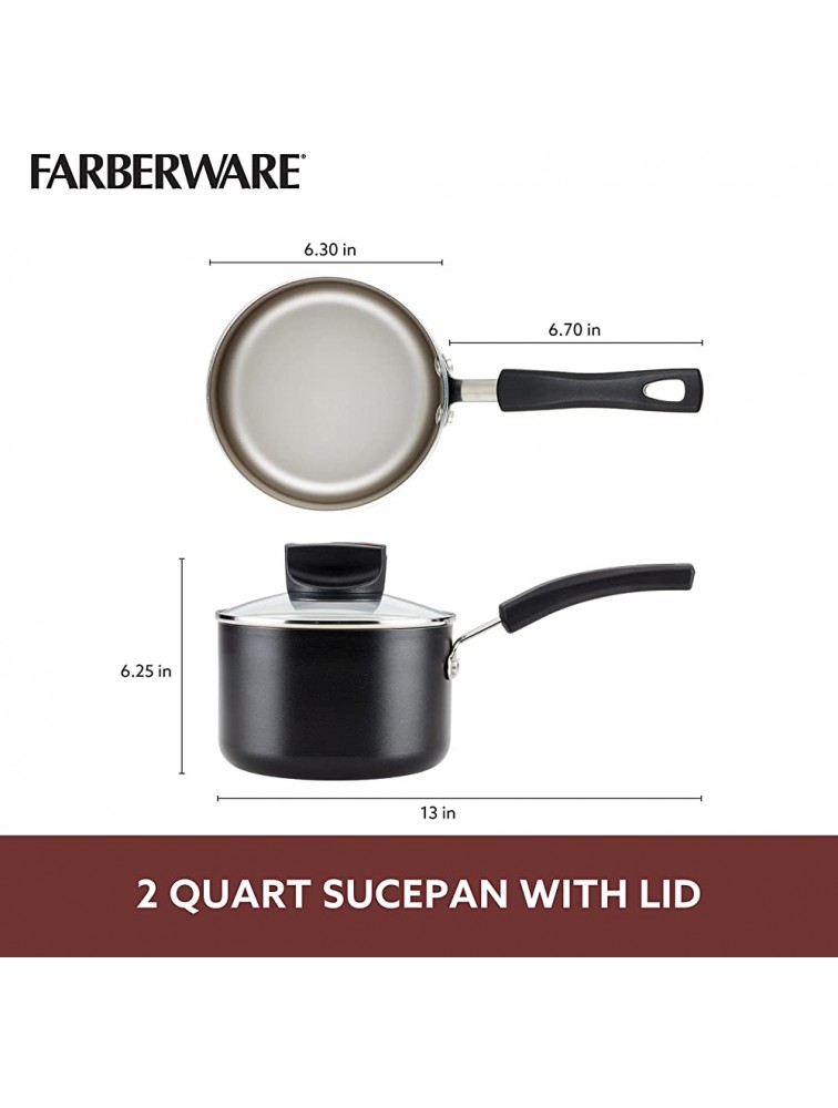 Farberware Smart Control Nonstick Sauce Pan Saucepan with Lid 2 Quart Black - BYSFRLIXC
