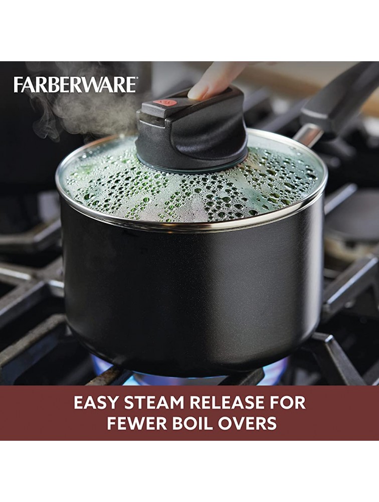 Farberware Smart Control Nonstick Sauce Pan Saucepan with Lid 2 Quart Black - BYSFRLIXC