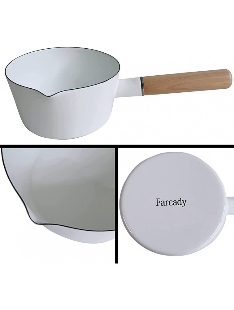 FARCADY Durable enamel-coated sauce pan Classic red milk pan Easy-to-clean frying pan 15cmB001 White. - BG10U710D