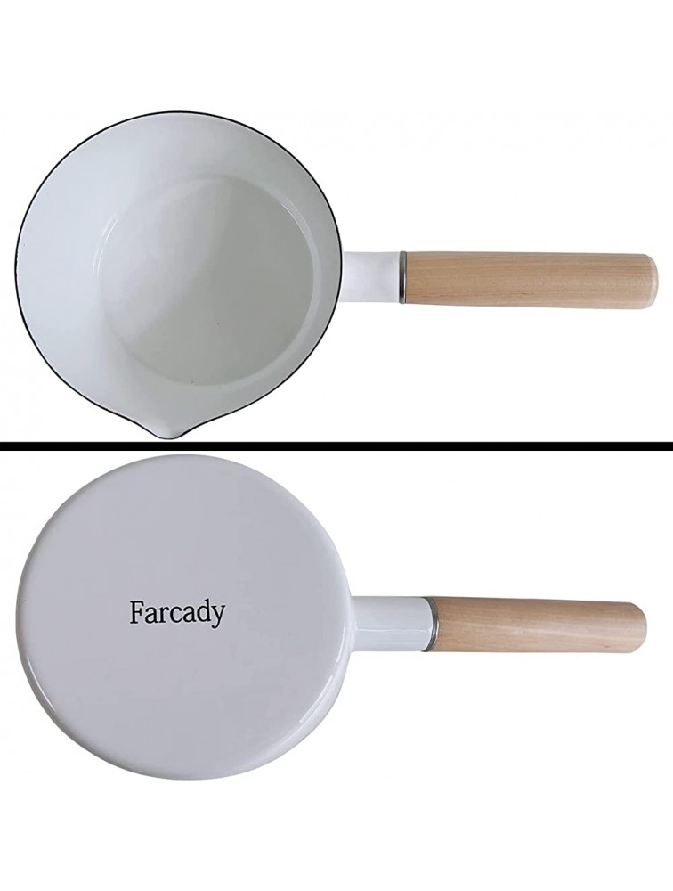 FARCADY Durable enamel-coated sauce pan Classic red milk pan Easy-to-clean frying pan 15cmB001 White. - BG10U710D