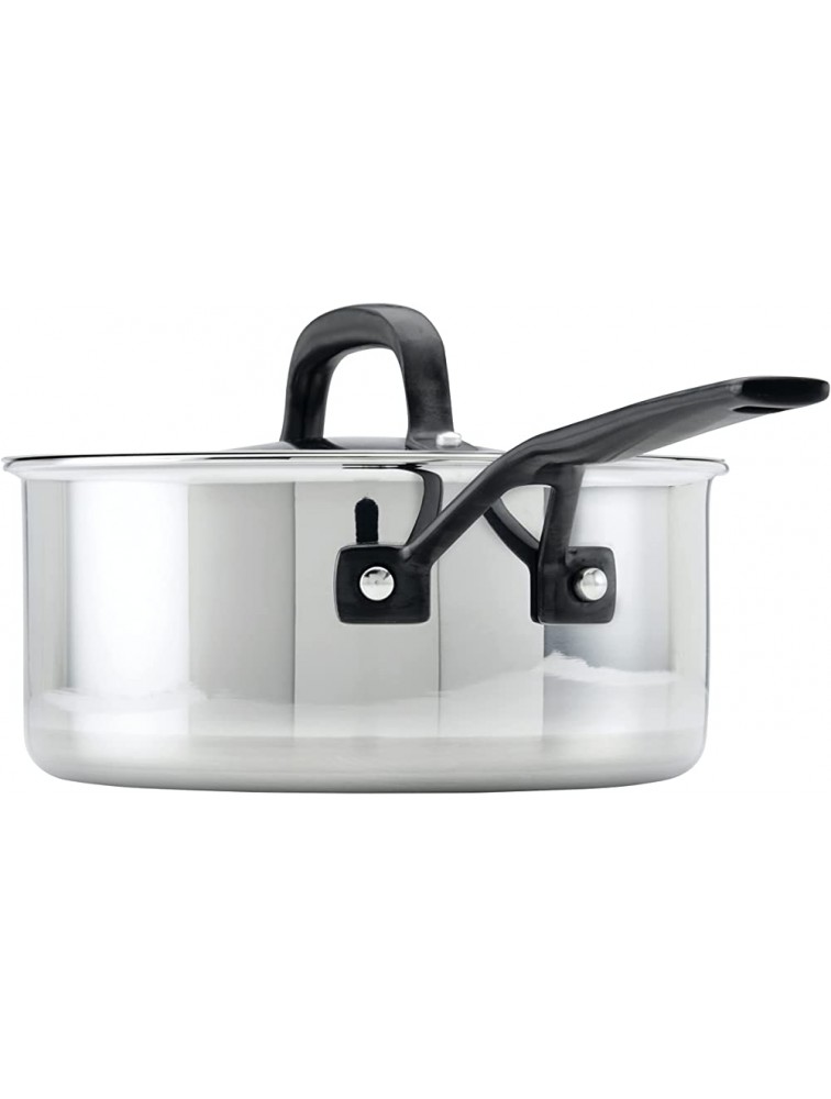 KitchenAid 5-Ply Clad Polished Stainless Steel Saucepan with Lid 3 Quart - B9TSYP400