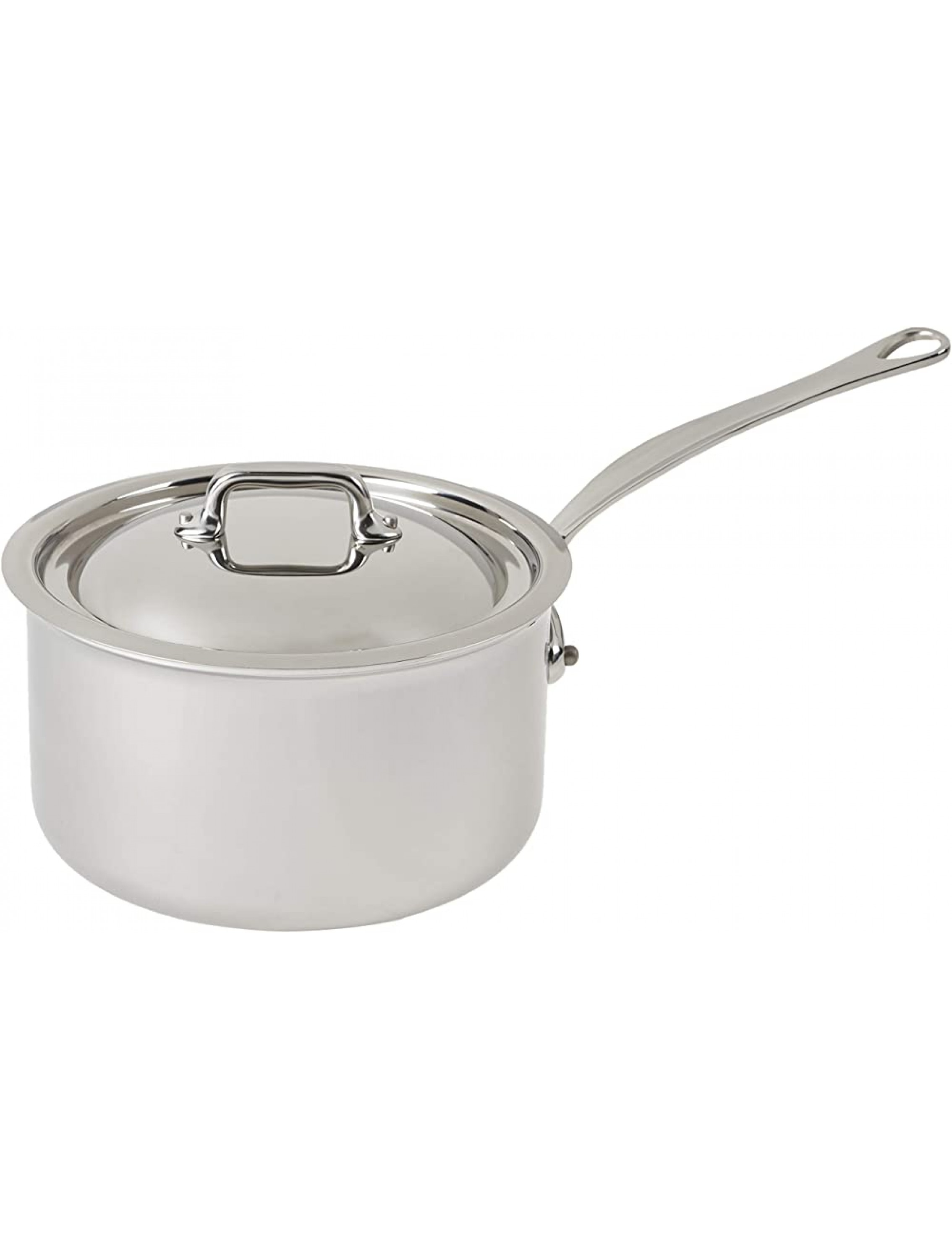 Mauviel Made In France M'Cook 5 Ply Stainless Steel 2.7 Quart Saucepan with Lid Cast Stainless Steel Handle - BDCYKQX0I